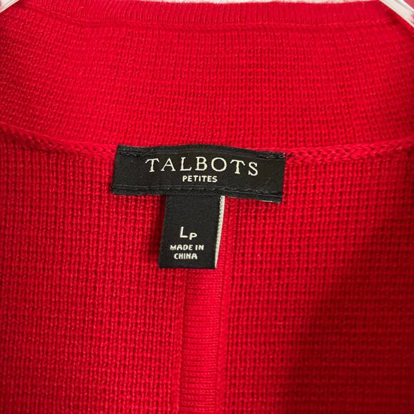 Talbots | Red Sweater Gold Button Front Cotton Rayon Blend Womens Large Petite - Picture 2 of 5